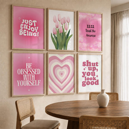 Daily Affirmation Wall Art Set of 6 Framed Prints for Study Room