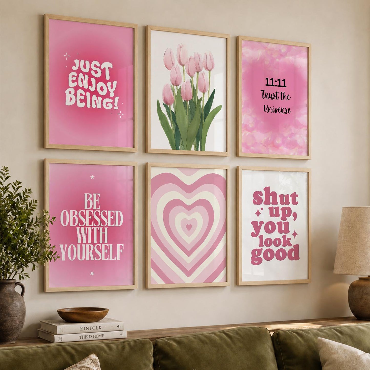 Daily Affirmation Wall Art Set of 6 Framed Prints for Study Room