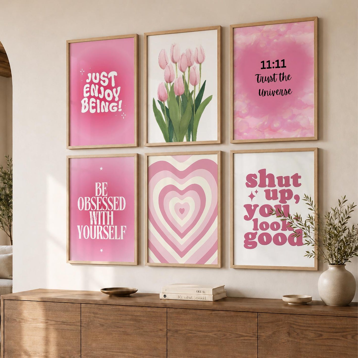 Daily Affirmation Wall Art Set of 6 Framed Prints for Study Room