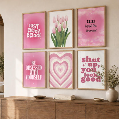 Daily Affirmation Wall Art Set of 6 Framed Prints for Study Room