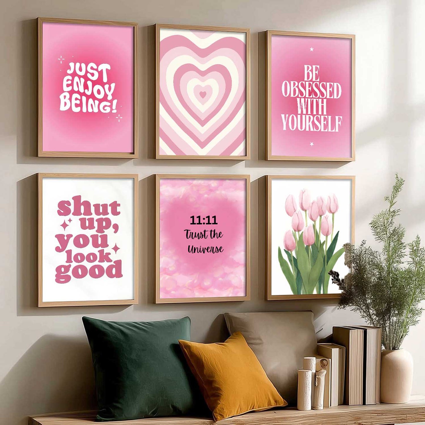 Daily Affirmation Postive Quotes Wall Art Paintings with Frame for Living Room Bedroom