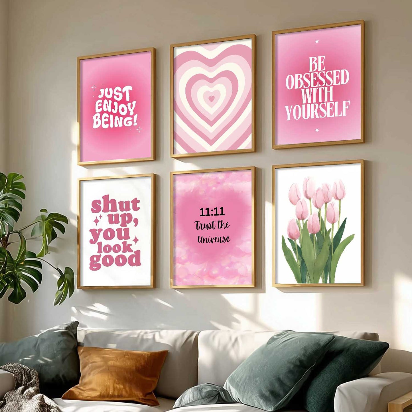 Daily Affirmation Postive Quotes Wall Art Paintings with Frame for Living Room Bedroom