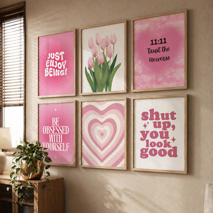 Daily Affirmation Wall Art Set of 6 Framed Prints for Study Room