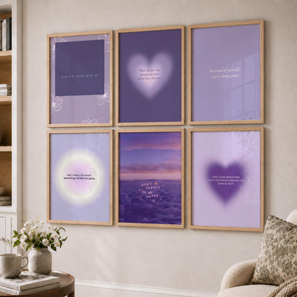 Daily Affirmation Wall Art Set of 6 Framed Prints for Office