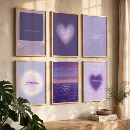 Daily Affirmation Wall Art Set of 6 Framed Prints for Office