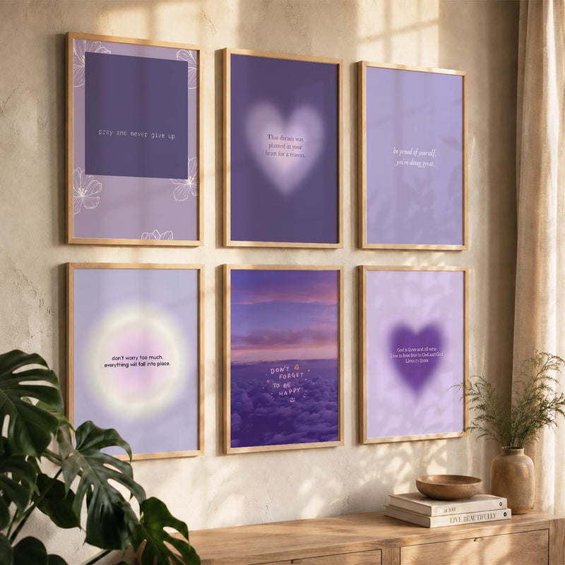 Daily Affirmation Wall Art Set of 6 Framed Prints for Office