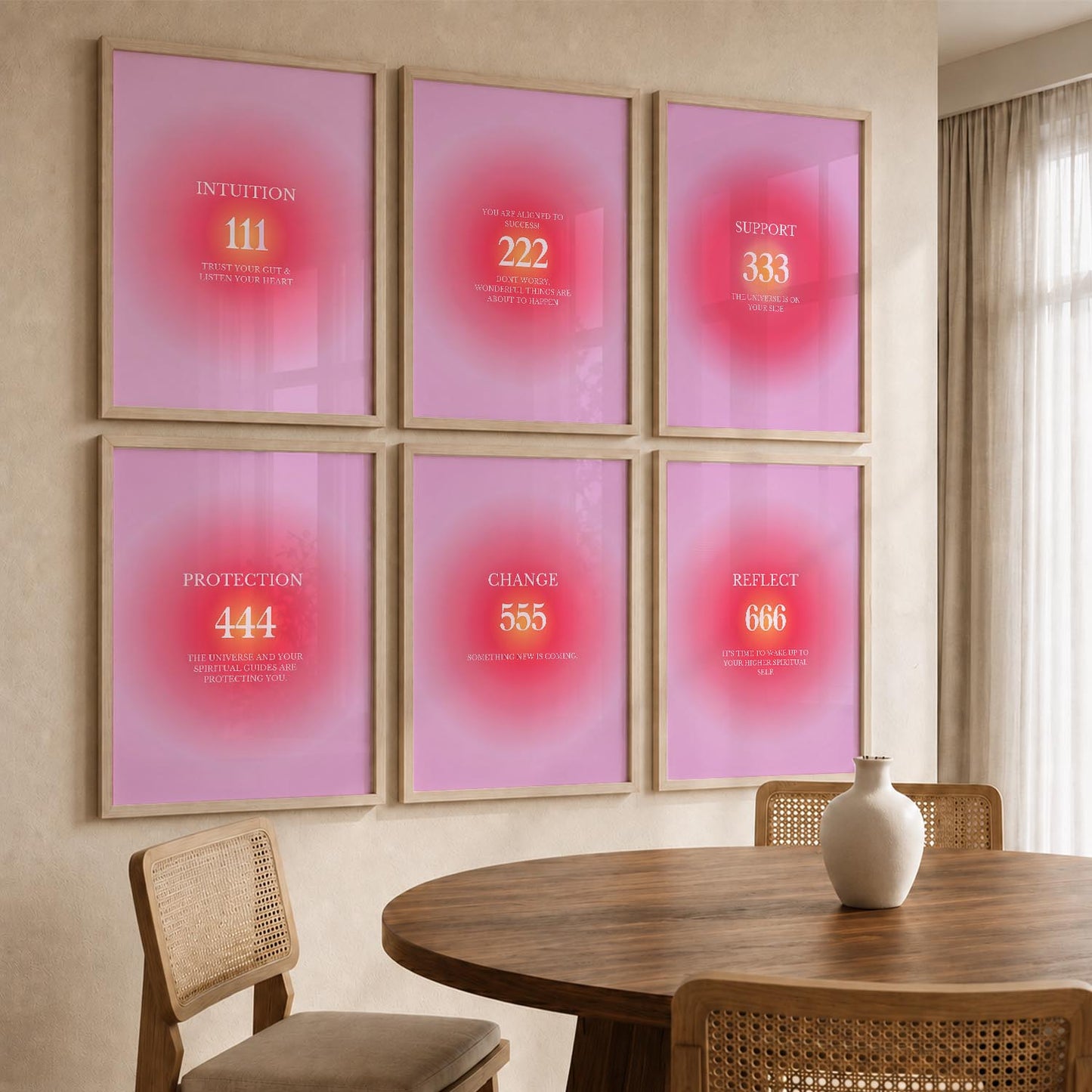 Daily Affirmations Wall Art Set of 6 Framed Prints for Office