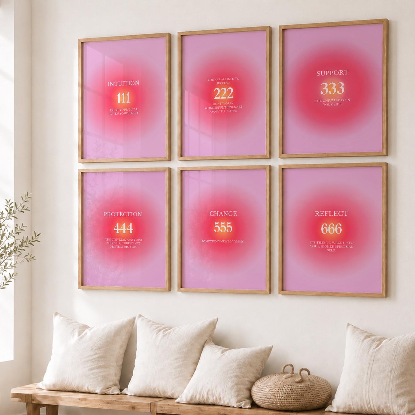 Daily Affirmations Wall Art Set of 6 Framed Prints for Office