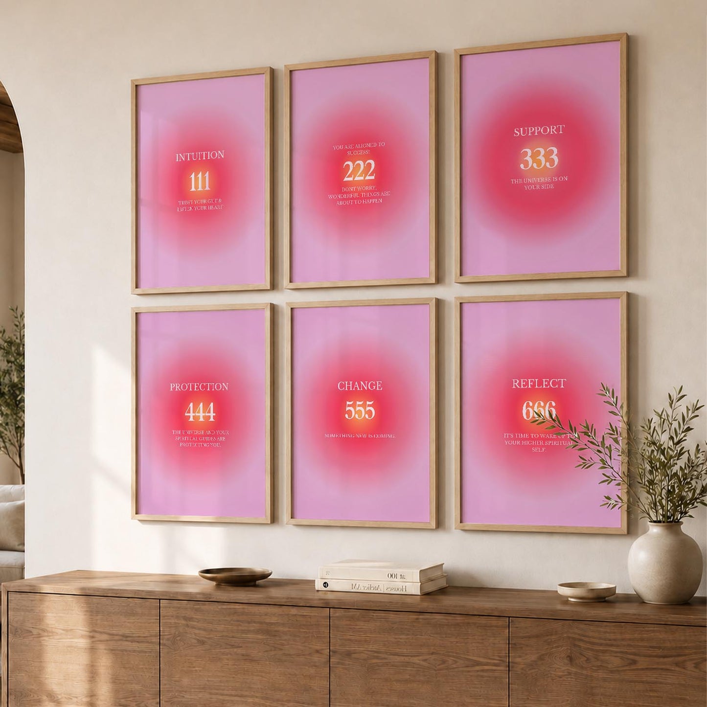 Daily Affirmations Wall Art Set of 6 Framed Prints for Office