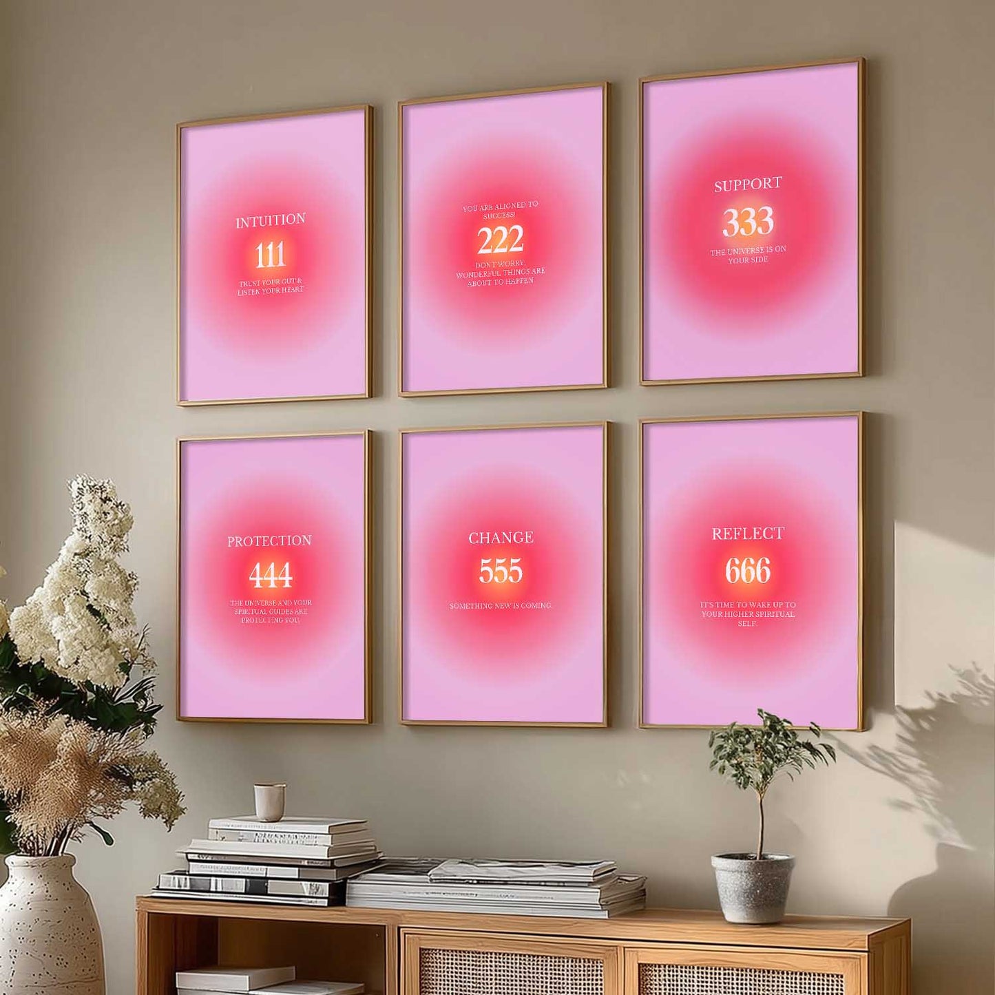 Daily Affirmations Big Aesthetic Wall Art Paintings with Frame for Living Room Bedroom