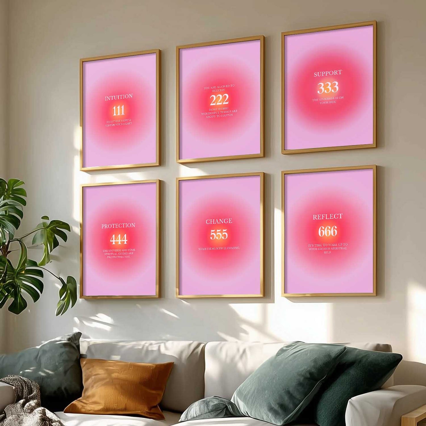 Daily Affirmations Big Aesthetic Wall Art Paintings with Frame for Living Room Bedroom