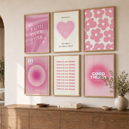 Daily Affirmations Wall Art Set of 6 Framed Prints for Home Office