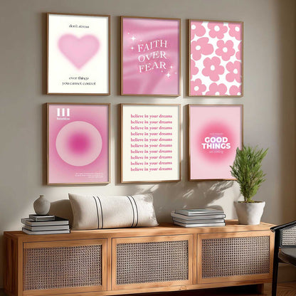 Daily Affirmations Big Aesthetic Wall Art Paintings with Frame for Living Room Bedroom