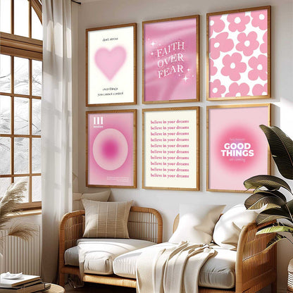 Daily Affirmations Big Aesthetic Wall Art Paintings with Frame for Living Room Bedroom