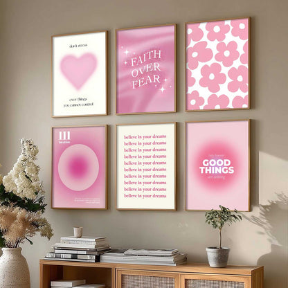 Daily Affirmations Big Aesthetic Wall Art Paintings with Frame for Living Room Bedroom