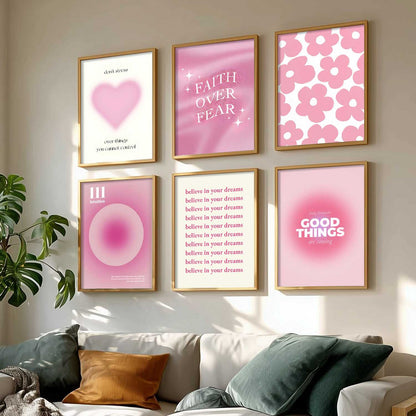 Daily Affirmations Big Aesthetic Wall Art Paintings with Frame for Living Room Bedroom