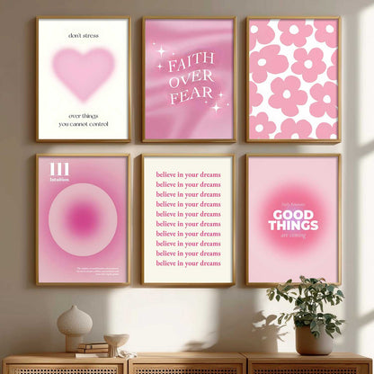Daily Affirmations Big Aesthetic Wall Art Paintings with Frame for Living Room Bedroom