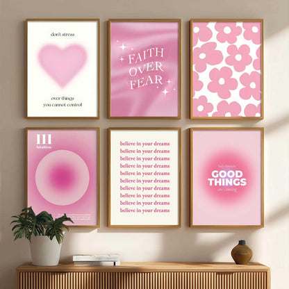 Daily Affirmations Big Aesthetic Wall Art Paintings with Frame for Living Room Bedroom