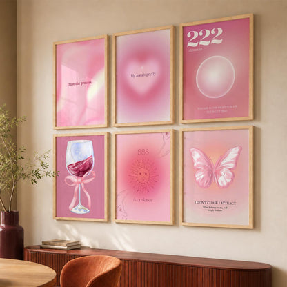 Daily Affirmations Wall Art Set of 6 Framed Prints for Bedroom