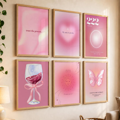 Daily Affirmations Wall Art Set of 6 Framed Prints for Bedroom