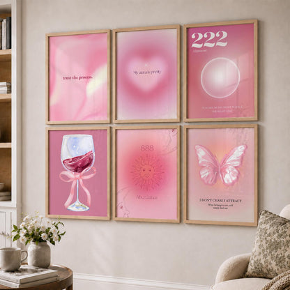 Daily Affirmations Wall Art Set of 6 Framed Prints for Bedroom