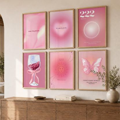 Daily Affirmations Wall Art Set of 6 Framed Prints for Bedroom