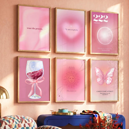 Daily Affirmations Wall Art Set of 6 Framed Prints for Bedroom
