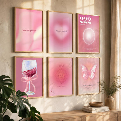 Daily Affirmations Wall Art Set of 6 Framed Prints for Bedroom