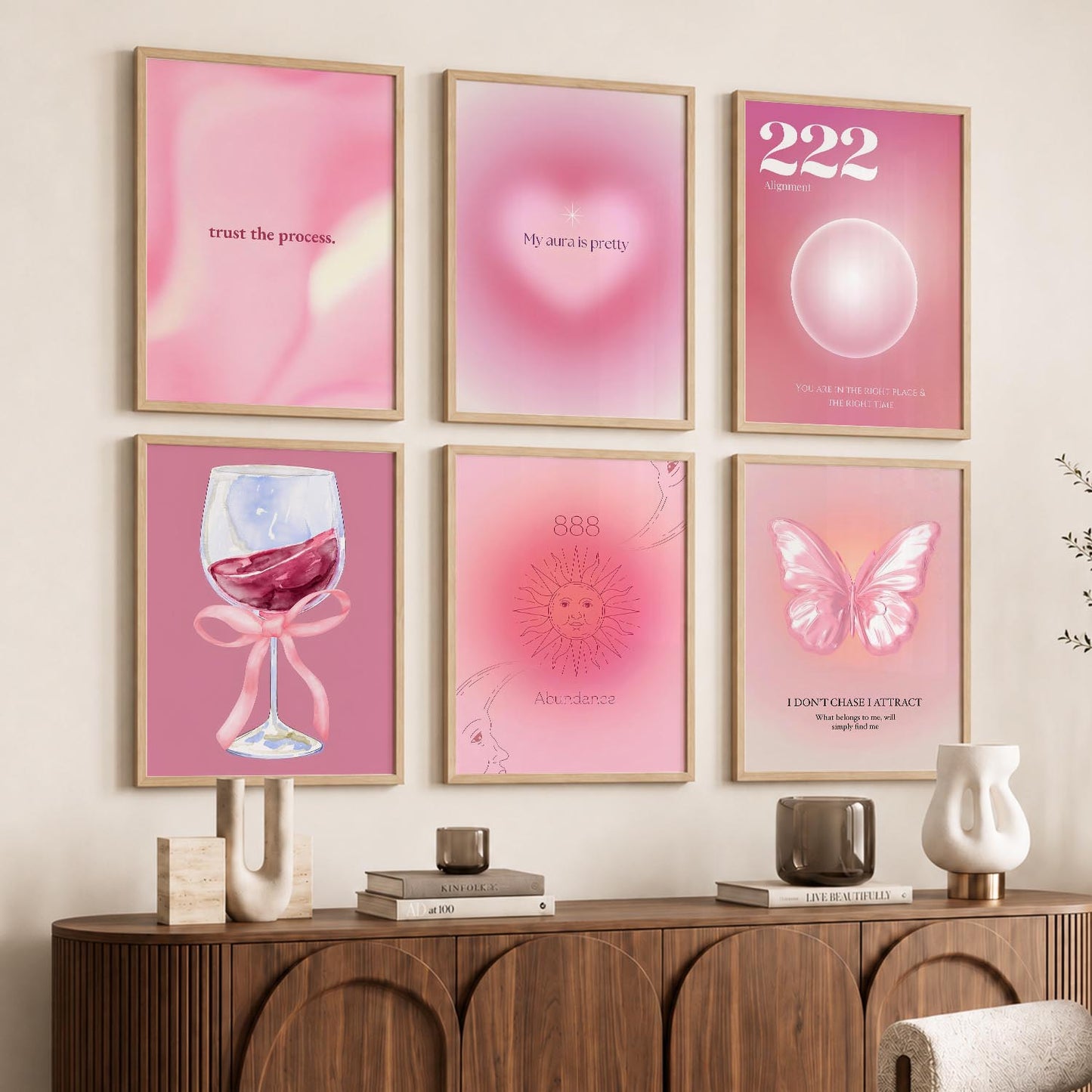 Daily Affirmations Wall Art Set of 6 Framed Prints for Bedroom