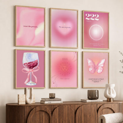Daily Affirmations Wall Art Set of 6 Framed Prints for Bedroom