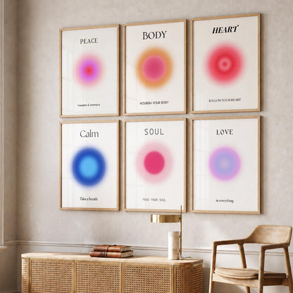 Daily Affirmation Wall Art Set of 6 Framed Prints for Home Office
