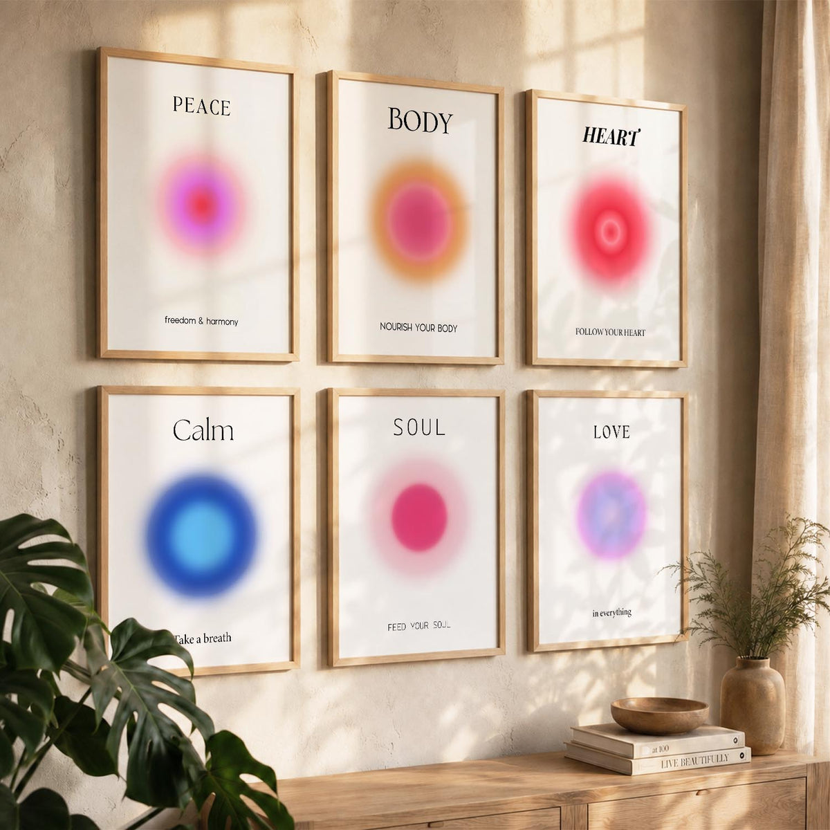 Daily Affirmation Wall Art Set of 6 Framed Prints for Home Office