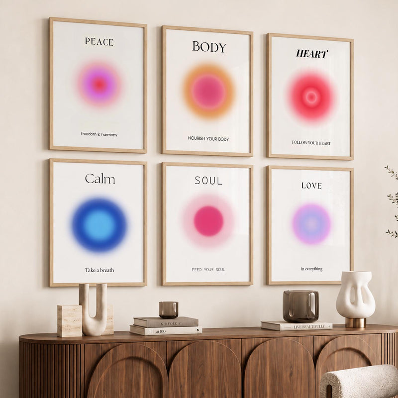 Daily Affirmation Wall Art Set of 6 Framed Prints for Home Office