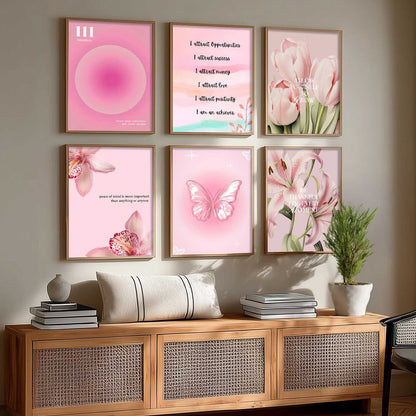 Daily Affirmation Big Aesthetic Quotes Wall Art Paintings with Frame for Living Room Bedroom