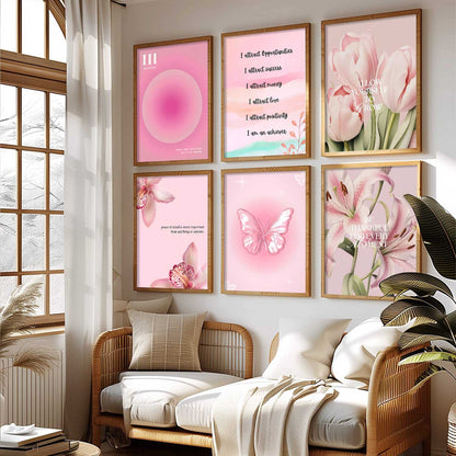 Daily Affirmation Big Aesthetic Quotes Wall Art Paintings with Frame for Living Room Bedroom