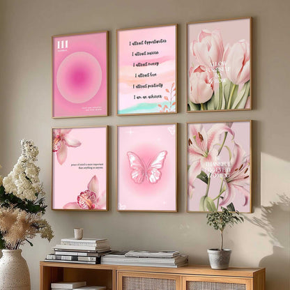 Daily Affirmation Big Aesthetic Quotes Wall Art Paintings with Frame for Living Room Bedroom