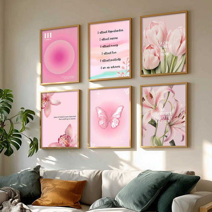 Daily Affirmation Big Aesthetic Quotes Wall Art Paintings with Frame for Living Room Bedroom