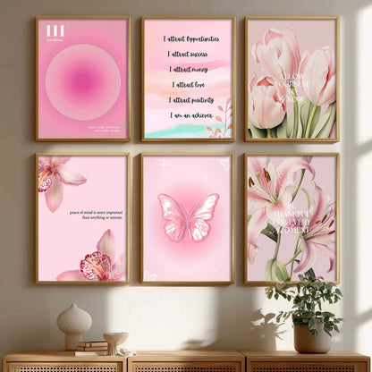 Daily Affirmation Big Aesthetic Quotes Wall Art Paintings with Frame for Living Room Bedroom