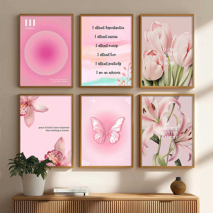 Daily Affirmation Big Aesthetic Quotes Wall Art Paintings with Frame for Living Room Bedroom