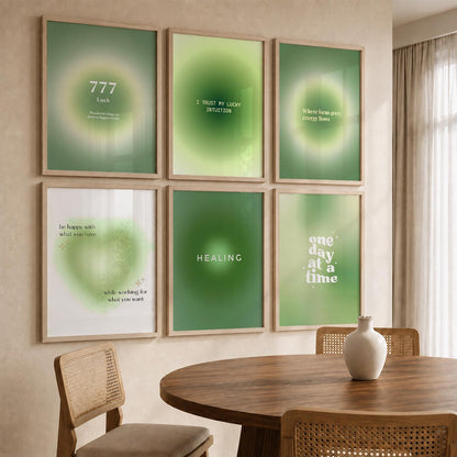 Daily Affirmation Wall Art Set of 6 Framed Prints for Living Room