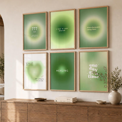 Daily Affirmation Wall Art Set of 6 Framed Prints for Living Room