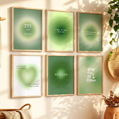 Daily Affirmation Wall Art Set of 6 Framed Prints for Living Room