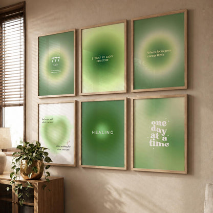 Daily Affirmation Wall Art Set of 6 Framed Prints for Living Room