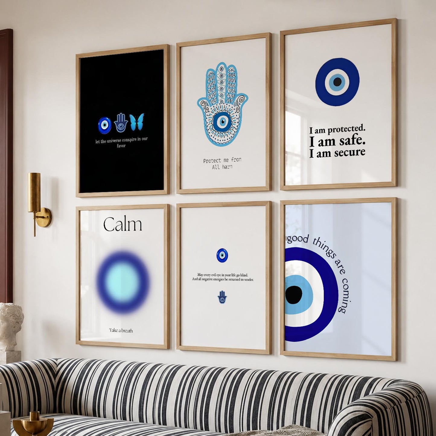 Modern Typography Motivational Quotes Wall Art Set of 6 Framed Prints for Bedroom