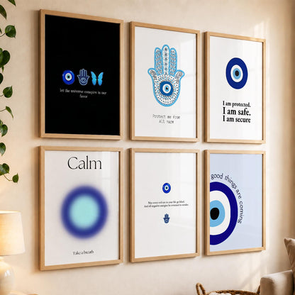 Modern Typography Motivational Quotes Wall Art Set of 6 Framed Prints for Bedroom