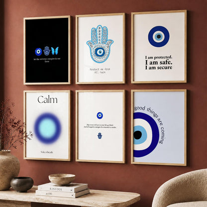 Modern Typography Motivational Quotes Wall Art Set of 6 Framed Prints for Bedroom