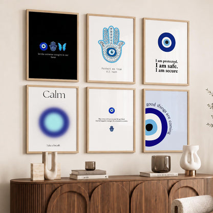 Modern Typography Motivational Quotes Wall Art Set of 6 Framed Prints for Bedroom