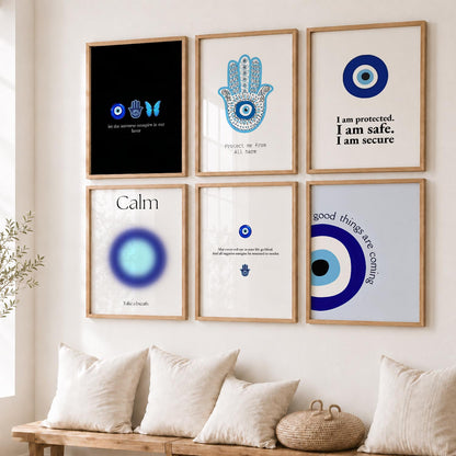Modern Typography Motivational Quotes Wall Art Set of 6 Framed Prints for Bedroom