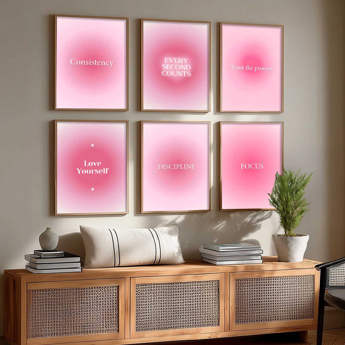 Daily Affirmations Big Aesthetic Wall Art Paintings with Frame for Living Room Bedroom