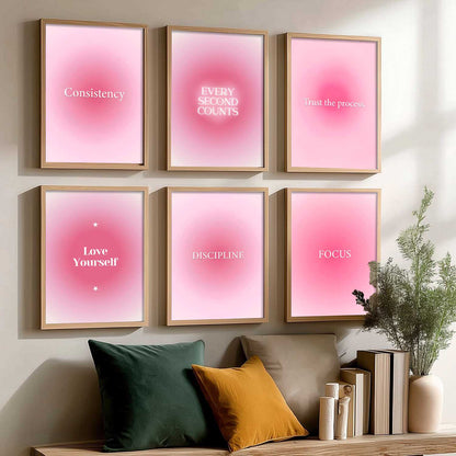 Daily Affirmations Big Aesthetic Wall Art Paintings with Frame for Living Room Bedroom